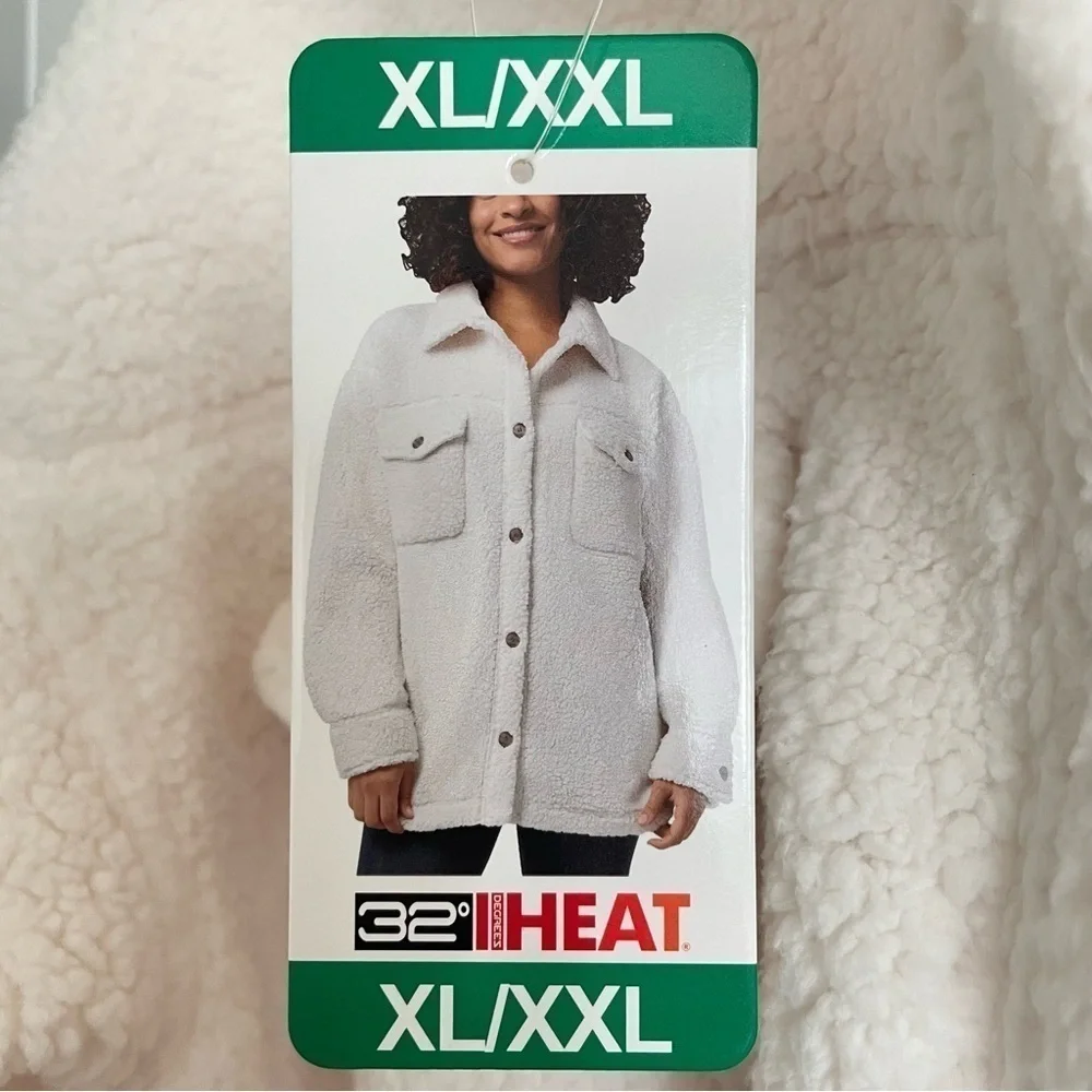 $15 SALE Shacket NWT Cream Off-White Fuzzy Jacket XL/XXL Outdoor by 32 Degrees